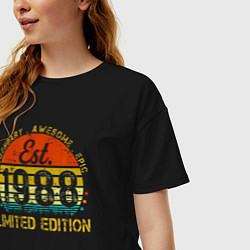 Футболка оверсайз женская Легендарно потрясающе эпично с 1988 года, цвет: черный — фото 2