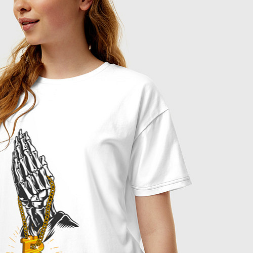 Женская футболка оверсайз Святой Биткоин / Белый – фото 3