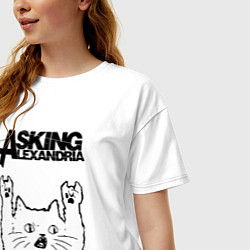 Футболка оверсайз женская Asking Alexandria - rock cat, цвет: белый — фото 2