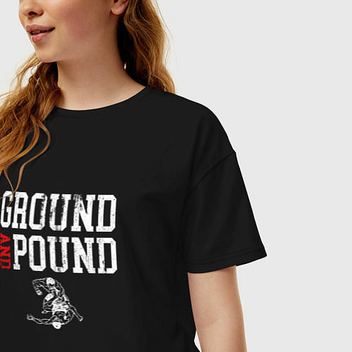 Женская футболка оверсайз Ground And Pound Добивание ММА / Черный – фото 3