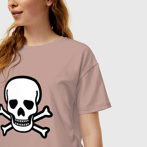 Женская футболка оверсайз Абстрактные череп и кости / Пыльно-розовый – фото 3