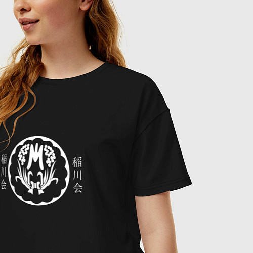 Женская футболка оверсайз Якудза Клан Инагава Кай / Черный – фото 3