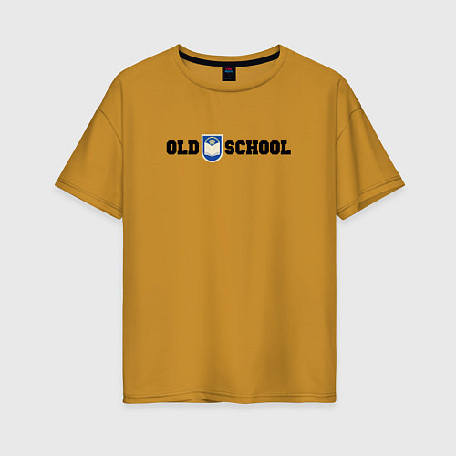 Женская футболка оверсайз Old school, шеврон старой школы / Горчичный – фото 1