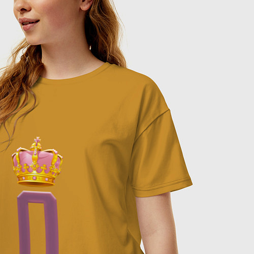 Женская футболка оверсайз Ее величество - Королева / Горчичный – фото 3