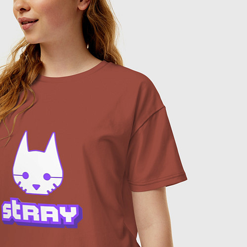 Женская футболка оверсайз Stray x Twitch / Кирпичный – фото 3