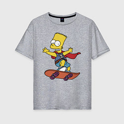 Женская футболка оверсайз Барт Симпсон - крутой скейтер
