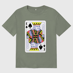 Футболка оверсайз женская Игральная карта - Король, цвет: авокадо