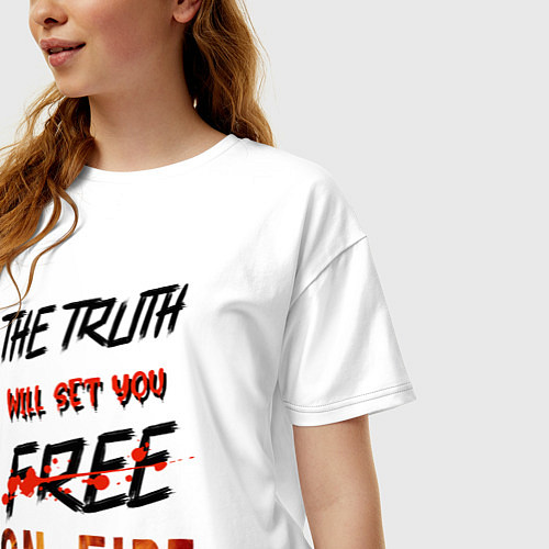 Женская футболка оверсайз The truth will set you free / Белый – фото 3