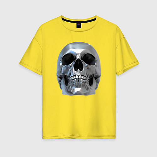 Женская футболка оверсайз Серебряный череп / Желтый – фото 1