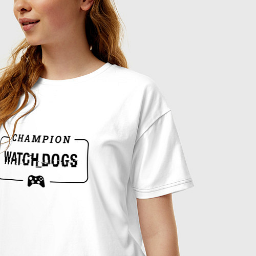 Женская футболка оверсайз Watch Dogs gaming champion: рамка с лого и джойсти / Белый – фото 3
