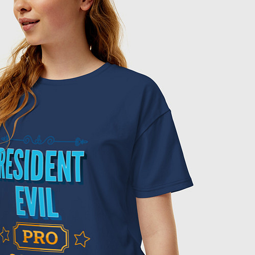 Женская футболка оверсайз Игра Resident Evil pro gaming / Тёмно-синий – фото 3