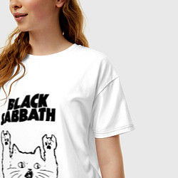 Футболка оверсайз женская Black Sabbath - rock cat, цвет: белый — фото 2