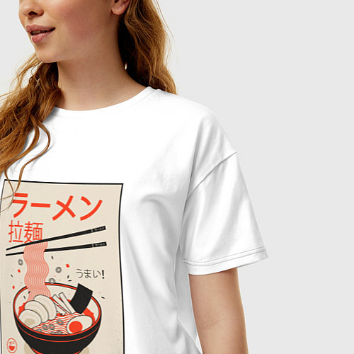 Женская футболка оверсайз Плакат с рамэном / Белый – фото 3