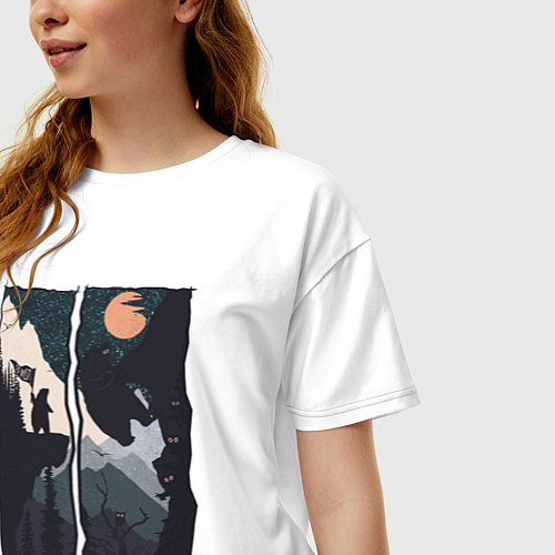 Женская футболка оверсайз Оранжевая луна и дикий альпинизм / Белый – фото 3