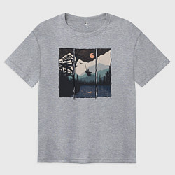 Футболка оверсайз женская Оранжевая луна и тарзанка, цвет: меланж