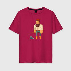 Женская футболка оверсайз Хипстер-рыбак