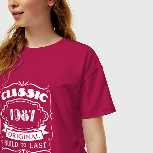 Женская футболка оверсайз 1987 - classic / Маджента – фото 3