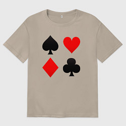 Футболка оверсайз женская Четыре масти игральных карт, цвет: миндальный