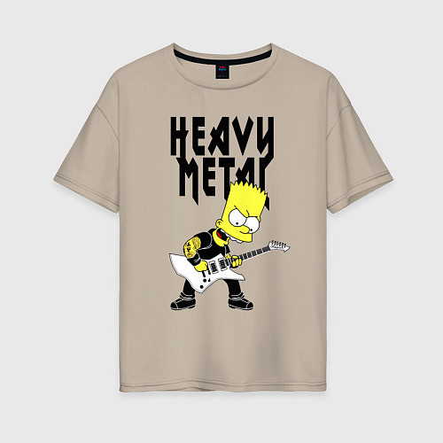 Женская футболка оверсайз Барт Симпсон - heavy metal / Миндальный – фото 1