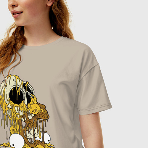 Женская футболка оверсайз Разложившийся Гомер Симпсон - ужас / Миндальный – фото 3