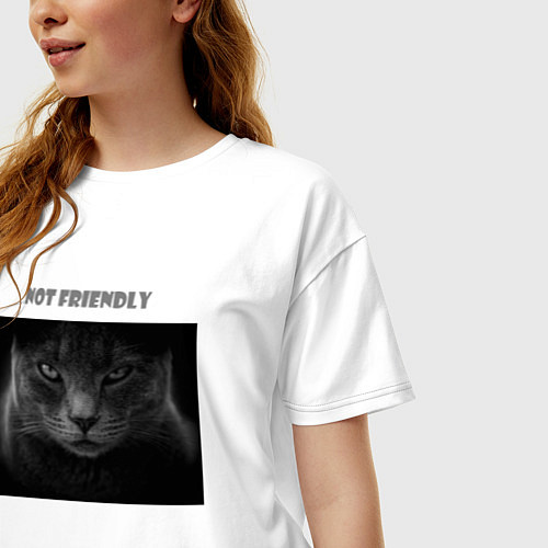 Женская футболка оверсайз Не дружелюбный кот / Белый – фото 3