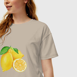 Футболка оверсайз женская Сочные лимоны, цвет: миндальный — фото 2