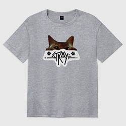 Футболка оверсайз женская Stray: Кот, цвет: меланж