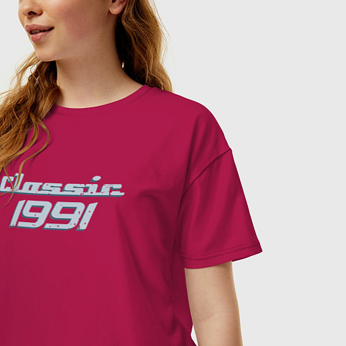 Женская футболка оверсайз Классика 1991 / Маджента – фото 3