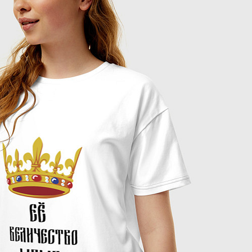Женская футболка оверсайз Ее величество - мама / Белый – фото 3
