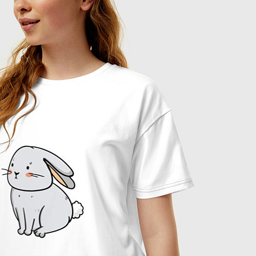 Женская футболка оверсайз Кролик ждун / Белый – фото 3