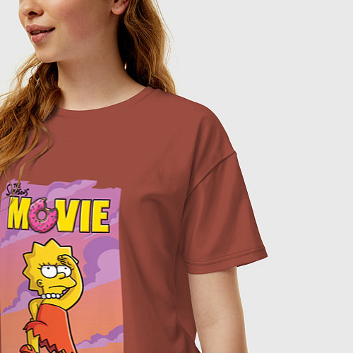 Женская футболка оверсайз Lisa Simpson смотрит в даль - movie / Кирпичный – фото 3