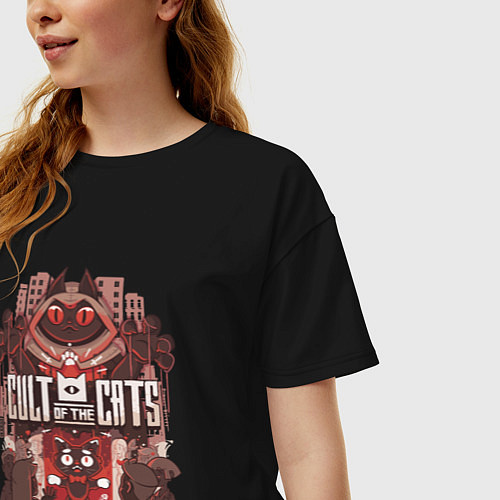 Женская футболка оверсайз Cult Of The Cats / Черный – фото 3
