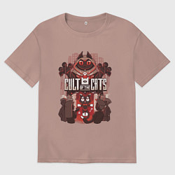 Футболка оверсайз женская Cult Of The Cats, цвет: пыльно-розовый