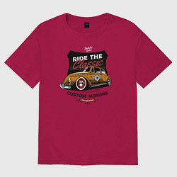 Футболка оверсайз женская Классический автомобиль жук, цвет: маджента