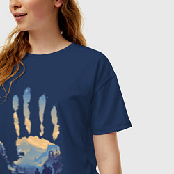 Футболка оверсайз женская Отпечаток ладони Кратоса, цвет: тёмно-синий — фото 2