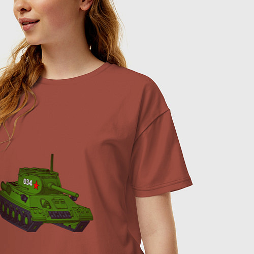 Женская футболка оверсайз Самый обычный танк / Кирпичный – фото 3