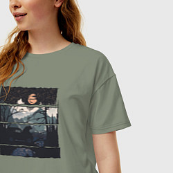 Футболка оверсайз женская Внедорожник и медведь, цвет: авокадо — фото 2