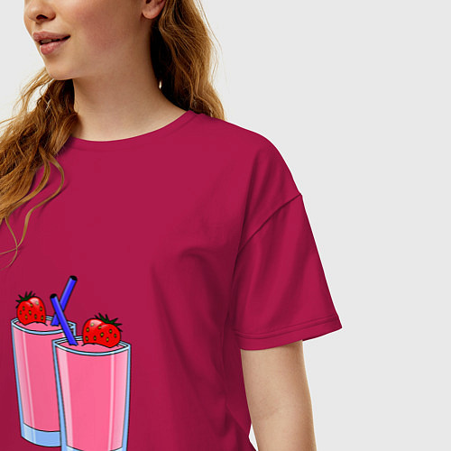 Женская футболка оверсайз Два бокала с коктейлем / Маджента – фото 3
