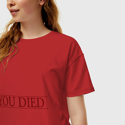 Женская футболка оверсайз Dark Souls - You Died / Красный – фото 3