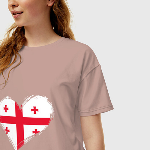 Женская футболка оверсайз Сердце - Грузия / Пыльно-розовый – фото 3