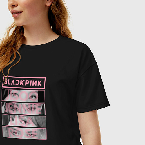 Женская футболка оверсайз BLACKPINK K-POP BAND / Черный – фото 3