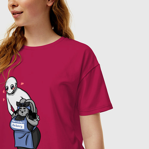 Женская футболка оверсайз Мама Кролик и Человек / Маджента – фото 3