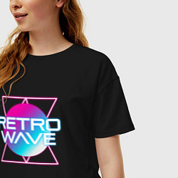 Футболка оверсайз женская Retrowave Neon, цвет: черный — фото 2