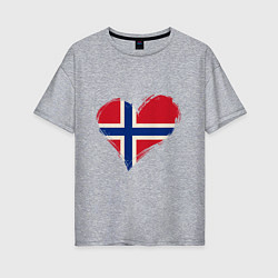 Футболка оверсайз женская Сердце - Норвегия, цвет: меланж
