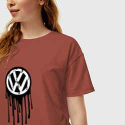 Футболка оверсайз женская Volkswagen - art logo, цвет: кирпичный — фото 2