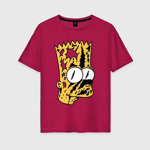 Женская футболка оверсайз Потрёпанный чумазый Барт Симпсон / Маджента – фото 1