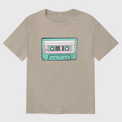 Футболка оверсайз женская Музыкальная кассета - олды поймут, цвет: миндальный