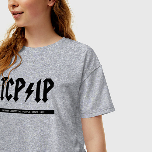 Женская футболка оверсайз TCPIP Connecting people since 1972 / Меланж – фото 3