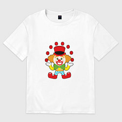 Футболка оверсайз женская Клоун жонглирует шариками, цвет: белый