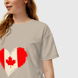 Футболка оверсайз женская Сердце - Канада, цвет: миндальный — фото 2
